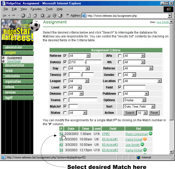 Selecting a Match Selecting a Match